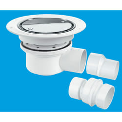 McAlpine TSG52SS Two-Piece 50mm Water Seal Trapped Gully, Clamp Ring and Cover Plate, 2" Horizontal Outlet and 2" x 1Â½" Socket Reducer