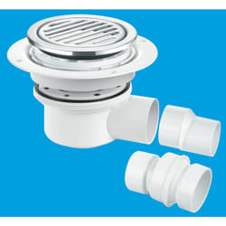 McAlpine TSG52-R125SS Two Piece 50mm Water Seal Trapped Gully, Tile/Grating with removable Grid, 2" Horizontal Outlet and 2" x 1Â½" Socket Reducer