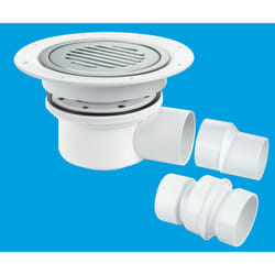 McAlpine TSG52SS-SL-NSC Two-Piece 50mm Water Seal Trapped Gully, Clamp Ring and Cover Plate, 2" Horizontal Outlet and 2" x 1Â½" Socket Reducer