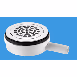 McAlpine UPSW-4-22MM Pumped Shower Waste Outlet: 113mm Chrome Plated Brass Flange with Top Access x 22mm Plain Tail Outlet