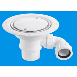 McAlpine TSG1WHSTW295 50mm Water Seal Trap with 1½" x 90 Swivel Multifit Outlet Bend, White Plastic Clamp Ring and Cover Pla ...