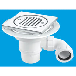 McAlpine TSG1T6SSSTW295 50mm Water Seal Trap with 1Â½" x 90 Swivel Multifit Outlet Bend, 150mm Square Polished Stainless Steel Tile with removable Gri
