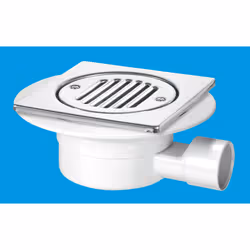 McAlpine VSG1T6SS Valve Shower Gully, Tile with removable Grid, 1½" Horizontal Outlet