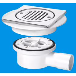 McAlpine VSG52T6SS Two-Piece Valve Shower Gully: Tile with removable Grid, 1Â½" Horizontal Outlet