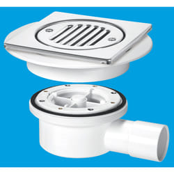 McAlpine VSG52T6SS Two-Piece Valve Shower Gully: Tile with removable Grid, 1Â½" Horizontal Outlet