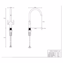 McAlpine Teviot Twin Lever Kitchen Mixer Tap - Brushed Brass