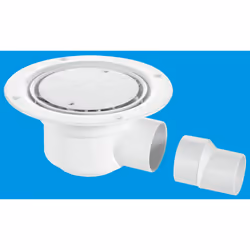 McAlpine TSG50WH 50mm Water Seal Trapped Gully, Clamp Ring and Cover Plate, 2" Horizontal Outlet and 2" x 1½" Socket Reducer