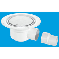 McAlpine TSG50WH 50mm Water Seal Trapped Gully, Clamp Ring and Cover Plate, 2" Horizontal Outlet and 2" x 1Â½" Socket Reducer