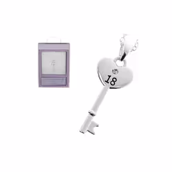 Equilibrium Silver Plated Special Birthday Key Necklace - 18th