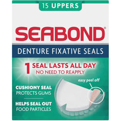 Seabond Denture Fixative Seals, Soft Adhesive Cushion, Last All Day & Protect Gums, 15 Uppers