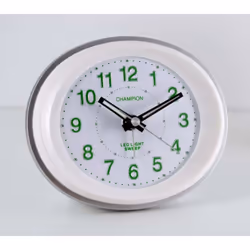 Stylish Bold Traditional Oval Silver Quartz Sweeping Non Ticking Alarm Clock