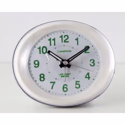 Stylish Bold Traditional Oval Silver Quartz Sweeping Non Ticking Alarm Clock