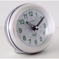 Stylish Bold Traditional Oval Silver Quartz Sweeping Non Ticking Alarm Clock