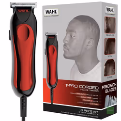 Wahl T-Pro Corded Men's Hair Trimmer Clipper Kit T-Blade Detailing with 3 Combs