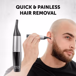 Wahl Precision, Ear, Nose and Eyebrow Trimmer, Precision Dual Blade, Vertical Trimming Head, Removable and Rinseable Blade, 4 Trimming Lengths,
