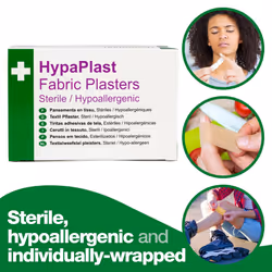 HypaPlast Fabric Plasters, 7.2 x 2.5 cm (Pack of 100) Sterile Hypoallergenic