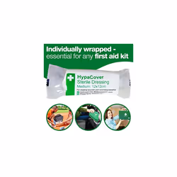 HypaCover Sterile wound Dressings, Assorted Pack of 12 Bandages with Sterile Dressing Pad