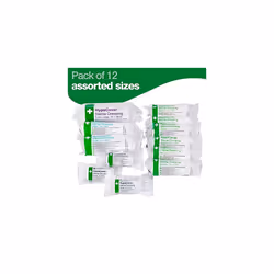 HypaCover Sterile wound Dressings, Assorted Pack of 12 Bandages with Sterile Dressing Pad