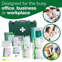 Safety First Aid Workplace First Aid Kit (Large 21-50 Persons) Economy HSE-Compliant with Inspection Tags, Accident Book, Wall Bracket, Extra Plasters