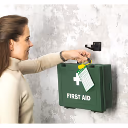 Safety First Aid Workplace First Aid Kit (Large 21-50 Persons) Economy HSE-Compliant with Inspection Tags, Accident Book, Wall Bracket, Extra Plasters