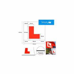 Simply TL1000 Pack of 2, Fully Magnetic Car L-Plates, Twin Pack for Learning Drivers, Easy to Attach & Remove, Strong Magnetic Backs for Vehicles ,