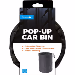 Simply POP01 Pop-up Car Bin Medium Sized Collapsible Foldable Waste Basket hung to a seat using the strap H19cm x W15.5cm Str ...