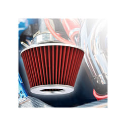 SIMPLY AUTO Universal Air Filter Chrome Front Red Mesh 60/65/70/75mm Pipe Engine