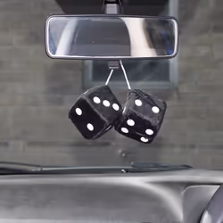 Car Black & White Soft Spotty Furry Fluffy Hanging Mirror Dice Set Of 2