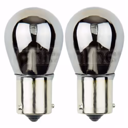 2 x 581 12V PY21W Silver Chrome Indicator Offset Pin Shine Amber Bulbs BAU15S