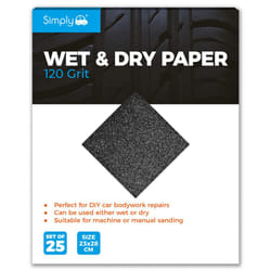 WD0120 Wet & Dry Polishing Paper 120 Grit, Pack of 25, 230mm x 280mm, Perfect for DIY Car Bodywork Repairs, Machine, Manual Sanding, Furniture and