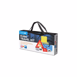 Simply ETK1 Europe Travel Kit. 7 Piece Set includes Warning Triangle, Reflective Vest, Headlight Beam Converters, UK Plate, B ...