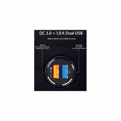 SUSB02 Dual USB QC 3.0 5v/1.0A Super Fast Charge Car Charger with LED Light Indicators for Apple Android and OtherUSB Devices