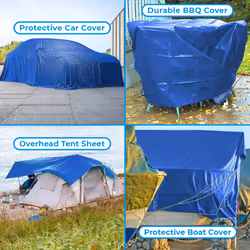 Heavy Duty 90GSM Tarpaulin TARP001 2x3M, Waterproof Tarpaulin for Vehicles, Gardens and Home Projects, Blue