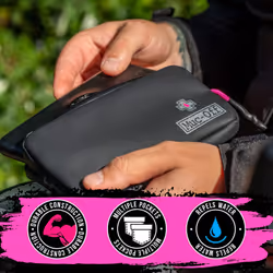 Muc-Off Rainproof Essentials Case, Black - Bike Phone Holder Bag, Cycling Wallet with Zipper - Bike Accessories for Storing Phone and Bike Tools