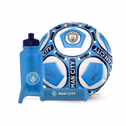 Manchester City FC Team Merchandise Football Signature Ball Bottle Pump Gift Set 500ml