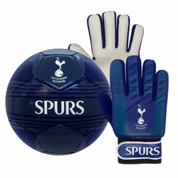 Tottenham Hotspur Junior Size 4 Football & Goalkeeper Goalie Gloves Set OFFICIAL