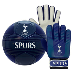 Tottenham Hotspur Junior Size 4 Football & Goalkeeper Goalie Gloves Set OFFICIAL