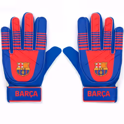 FC Barcelona Junior Size 4 Football & Goalkeeper Goalie Gloves Set OFFICIAL Gift