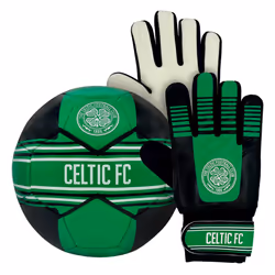 Celtic FC Junior Size 4 Football & Goalkeeper Goalie Gloves Set OFFICIAL Gift - Boys: 5-10yrs