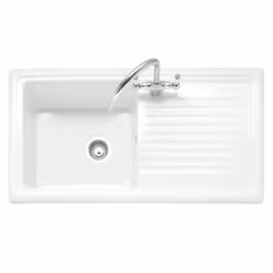 Caple WIL100, Top-mounted sink, Rectangular, Ceramic, White, 1 bowls, Square