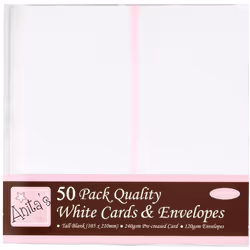 Anita's Tall Card and Envelope, Pack of 50, White