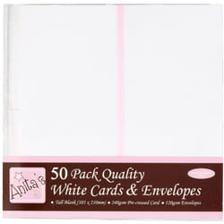 Anita's Tall Card and Envelope, Pack of 50, White