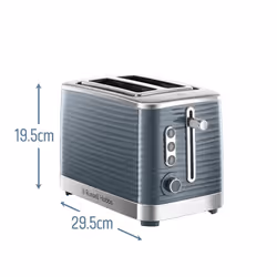Russell Hobbs Inspire 2 Slice Toaster (Extra wide slots, High lift feature, 6 Browning levels, Frozen  1050W, Grey textured high gloss) 24373