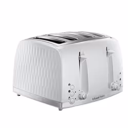 Russell Hobbs Honeycomb, 4 slice(s), White, Plastic, Stainless steel, Buttons, Rotary