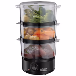 Russell Hobbs 3 Tier Electric Food Steamer, 7L, Dishwasher safe BPA free baskets, Stackable baskets for easy storage, Rice bo ...
