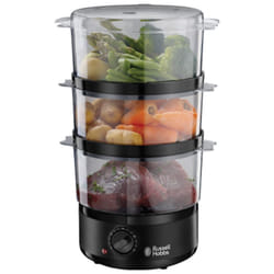 Russell Hobbs 3 Tier Electric Food Steamer, 7L, Dishwasher safe BPA free baskets, Stackable baskets for easy storage, Rice bowl inc, 60 min timer
