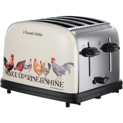 Emma Bridgewater Rise & Shine 4 Slice Toaster - (Independent & Wide Slots, 7 Browning settings, Frozen/Cancel/Reheat with Illuminated lights,