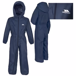 Trespass Kids Rainsuit Waterproof Button - 3-4 Years, Navy Blue