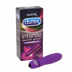 Durex Intense Delight Bullet, Finger vibrator, Vaginal stimulation, Violet, Silicone, Ambidextrous, Buttons