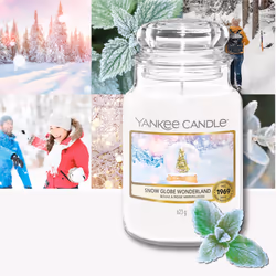 Yankee Candle Snow Globe Wonderland wax candle Round Cedarwood, Eucalyptus, Mint White 1 pc(s)